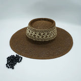 Dodobye Straw Hat Japanese Style Black Brown Panama Women's Beach Big Brim