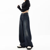 Dodobye 90s streetwear American Retro Street Wide-Leg Pants Design Sense Niche Blue Mopping Pants High Waist Loose High Waist Jeans for Women