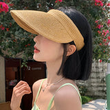 Dodobye Straw Hat Women's Summer Vacation Travel Air Top Sun Protection Hat