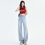 baggy jeans Tencel Jeans for Women 2024 Summer Sweet and Spicy Style New High Waist Loose Straight Mop Casual Wide Leg Pants for Women