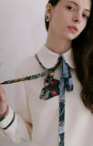 Dodobye brand color-blocked rabbit bow lapel shirt