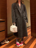 winter fits men Black Brown Korean Style Classic Shoulder Wide Woolen Coat Women's 50 Woolen Coat