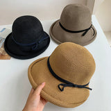 Dodobye Women's Summer Vintage Sunshade Sun Protection Fashionable Curled Brim Straw Hat