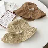 Dodobye INS Elegant Pearl Women's Foldable Beach Straw Hat