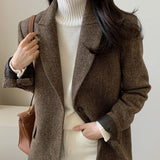 frat boy outfits Ins2024 Autumn and Winter Solid Color Woolen Suit Jacket Female Maillard Suit Female