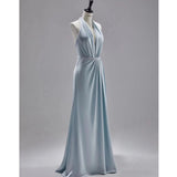 white dress New Chinese Morning Gown Female Bride Wedding Morning Gown High-Grade Sexy Wedding Party Dress Blue Halter Female