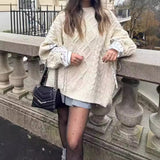 Dodobye 2024 fall fashion trends New Knitwear Loose round Neck Lazy Twist Sweater Women's Autumn and Winter Fake Two Pieces Comfortable Warm