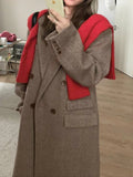 winter fits men Black Brown Korean Style Classic Shoulder Wide Woolen Coat Women's 50 Woolen Coat