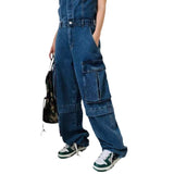 birthday outfits Retro Jeans Women's Hot Girl Outer Wear Jumpsuit Niche Design Two-Color Straight Overalls