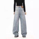 Dodobye 90s streetwear All-Match Sports Style High-Grade Straight Jeans Men's and Women's American-Style Three-Bar Design Street Vibe Mop Pants