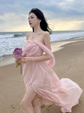 Dodobye-Sweet Chiffon Split Mop Long Dress Sanya Travel Wear Seaside Holiday Dress Super Fairy Beach Skirt