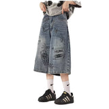 Dodobye 90S Streetwear Summer Jeans Men'S Retro Popular Japanese Style Trendy Ripped Personality Loose Hong Kong Style Cropped Pants K0619-P38