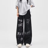 Dodobye 90s streetwear American Street Hip Hop Graffiti Casual Pants Women's Autumn New Loose Wide Leg Sports Pants Hip Hop Letter Pants Women