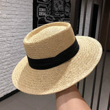 Dodobye Internet Celebrity Ins Travel Wide Brim Flat Top Japanese Style Straw Hat