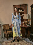 Dodobye Blue Butterfly Print Long Sleeve Dress