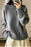 Autumn and Winter New Woolen Sweater Women's Loose Thickened Turtleneck Sweater Lazy Style Color Matching Pure Wool Knitted Bottoming Shirt