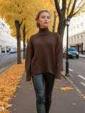 fall brunch outfit 050 Women's New Sweater Loose Half Turtleneck Autumn and Winter Russian Sweater