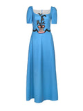 Dodobye Blue Square Collar Long Dress