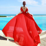 Dodobye-Travel Photography Beach Dress Women's Open Back Mop Dress Long Dress Elegant Large Swing Dress Seaside Vacation Super Fairy