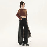 baggy jeans Black Gray High Waist Wide Leg Jeans for Women 2024 Autumn New Slimming Loose Straight Drape Design Mop Pants