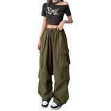 Dodobye 90s streetwear American Retro Workwear Casual Pants Women's Summer Versatile Straight Draping Ankle-Tied Trousers Loose Wide-Leg Pants Ins