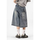 Dodobye 90S Streetwear Summer Jeans Men'S Retro Popular Japanese Style Trendy Ripped Personality Loose Hong Kong Style Cropped Pants K0619-P38