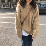 soulja boy outfits 2024 Autumn and Winter Thickened Maillard Vintage Twist Sweater Women's Loose Outer Wear Thick Needle Sweater Lazy Style Sweater