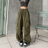 Dodobye 90s streetwear American Retro Workwear Casual Pants Women's Summer Versatile Straight Draping Ankle-Tied Trousers Loose Wide-Leg Pants Ins