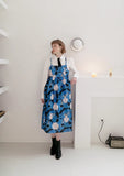 Dodobye Blue Cat And Vase Print Suspender Dress