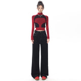 baggy jeans Orange Silk Women's Clothing# American-Style Black Retro Bright Line Embroidered Wide-Leg Jeans Autumn Trendy Loose Mop Pants