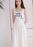 Dodobye Blue Dragon Polka Dot Print Sleeveless Dress