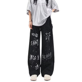 Dodobye 90s streetwear American Street Hip Hop Graffiti Casual Pants Women's Autumn New Loose Wide Leg Sports Pants Hip Hop Letter Pants Women