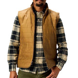 winter outfits men Autumn and Winter Solid Color Plaid Men's Vest Warm Zipper Rib Clothing Lightweight Cotton-Padded Jacket Men