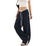 baggy jeans Fashionable Retro Stitching Double Waist Fake Two-Piece Striped Casual Pants Women's Autumn New Loose Suit Pants Fashion