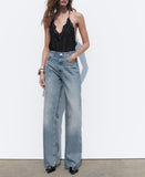 baggy jeans Spring New Retro Distressed Washed Design Sense Niche Straight High Waist Wide Leg Jeans