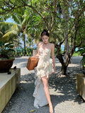 Dodobye-Asymmetrical Vacation Fairy Spaghetti-Strap Dress