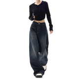 Dodobye 90s streetwear American Retro Street Wide-Leg Pants Design Sense Niche Blue Mopping Pants High Waist Loose High Waist Jeans for Women