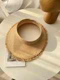 Dodobye Sun Hat Handmade Rough Edge Women's Beach Raffia