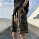 baggy jeans Casual Shorts Men's Summer Loose Straight Overalls Breathable Camouflage Middle Pants Trendy Stain-Resistant All-Match Cropped Pants