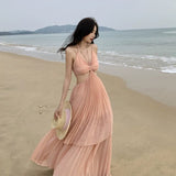 Dodobye-Style Irregularly Slimming Strap Beach Dress Elegant Super Fairy 170 Long Dress and Ankle Long