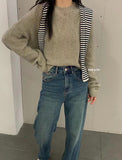 soulja boy outfits Korean Style Solid Color Sweater Women's 2024 Spring and Autumn round Neck High Quality Simple Texture Loose Pullover Sweater