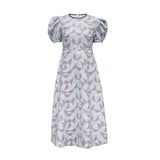 Dodobye Blue And Purple Mesh Butterfly Print Short-Sleeved Dress