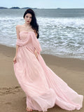 Dodobye-Sweet Chiffon Split Mop Long Dress Sanya Travel Wear Seaside Holiday Dress Super Fairy Beach Skirt