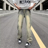 baggy jeans Yellow Mud Jeans Men's Straight Oversize Autumn Pants Summer Ruan Shuai Micro Flared Wide-Leg Pants