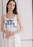 Dodobye Blue Dragon Polka Dot Print Sleeveless Dress