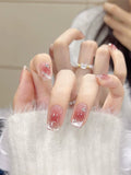 Dodobye Crystal Cat's Eye Shiny Diamond in the Debris Fake Nails Pregnant Women Blush