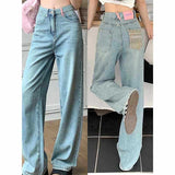 Dodobye 90s streetwear High Waist Wide Leg Jeans Women's Summer Thin New Slimming Versatile Draping Light Blue Straight Mop Pants