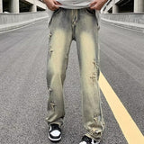 baggy jeans Yellow Mud Jeans Men's Straight Oversize Autumn Pants Summer Ruan Shuai Micro Flared Wide-Leg Pants