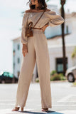 Dodobye Off-shoulder Crop Top Wide Leg Long Pants Suits