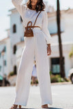 Dodobye Off-shoulder Crop Top Wide Leg Long Pants Suits